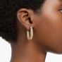 Swarovski Dextera Octagon Medium Hoop Earrings - White with Gold Plating 5639098