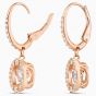 Swarovski Sparkling Dance Pierced Drop Earrings Rose Gold Plated 5504753