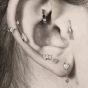 Tish Lyon 14ct White Gold Triple Ball Threadless Labret Single Earring