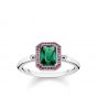 Thomas Sabo Ring, Red And Green Stones, Silver, Size 54 TR2264-348-7-54