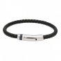 Unique and Co Mens Black Leather bracelet - Steel Clasp with Denim Inlay B429BL-21