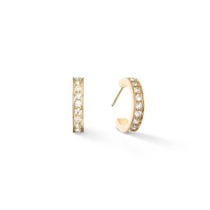 Coeur De Lion Stainless Steel Gold Hoop Earrings with Crystals