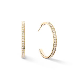 Coeur De Lion Stainless Steel Gold Hoop Earrings Large - White Crystal