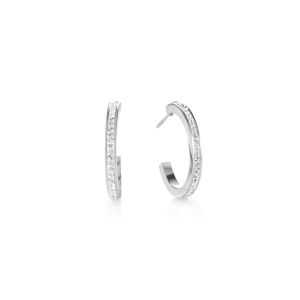 Coeur De Lion Silver Hoop Earrings - Clear Crystal 0139211817