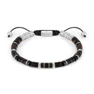 Nomination Instinct Style Bracelet in Steel with Stones - Black and Brown Jasper