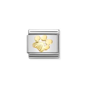 Nomination Classic 18k Gold Sunray Bezel Charm - Dog Footprint 030149_44