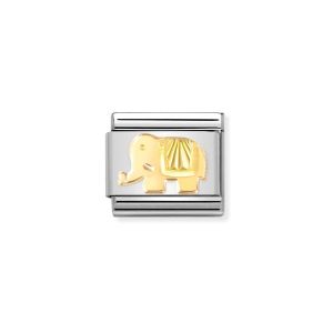 Nomination Classic 18k Gold Sunray Bezel Charm - Elephant 030149_50