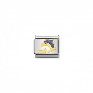 Nomination Classic Gold Water Animals Charm - Enamel and 18k Gold Dolphin 030213_01