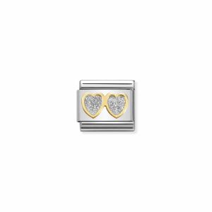 Nomination  Classic Silver Glitter Double Hearts Steel and 18k Gold 030220_01