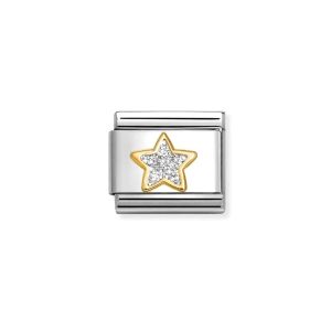 Nomination Classic Glitter Charm Gold with Enamel and Silver Star
