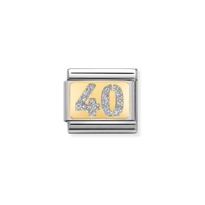 Nomination Classic Glitter Gold Charm with Enamel Number 40