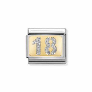 Nomination Classic Glitter Charm - Enamel and 18k Gold Number 18 
030224_01