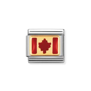 Nomination Classic Flag Charm with Enamel and 18k Gold Canada. Item code 030235/05