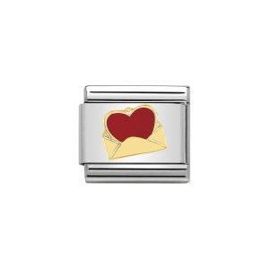 Nomination Classic Gold and Red Enamel Heart with Envelope 030253_24