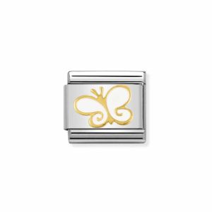 Nomination Classic White and Gold Butterfly Charm