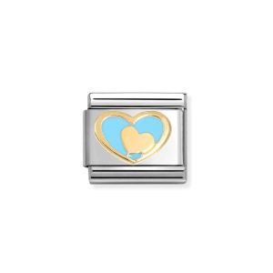 Nomination Classic Gold and Enamel Heart in Heart Charm - Blue 030283/31