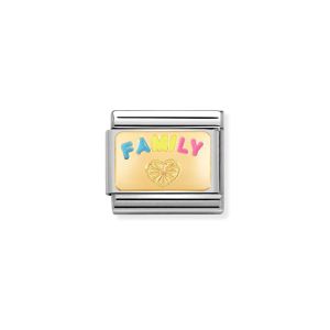 Nomination Classic Gold and Multicolour Enamel Family with Heart Charm 030284_57