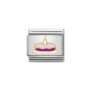 Nomination Classic Enamel and Gold Cake with Candle Charm