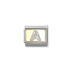 Nomination Classic Glitter Letter A Charm Gold with Enamel
