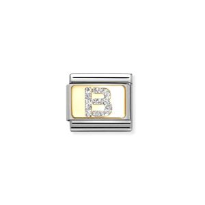 Nomination Classic Glitter Letter B Charm Gold with Enamel