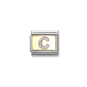 Nomination Classic Glitter Letter C Charm Gold with Enamel