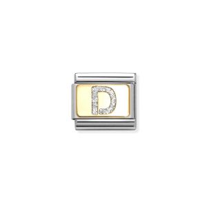 Nomination Classic Glitter Letter D Charm Gold with Enamel