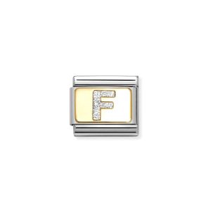 Nomination Classic Glitter Enamel and Gold Charm Letter F