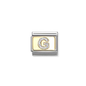 Nomination Classic Glitter Letter G Charm Gold with Enamel