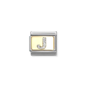 Nomination Classic Glitter Letter J Charm Gold with Enamel