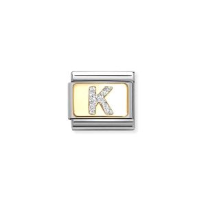 Nomination Classic Glitter Letter K Charm Gold with Enamel
