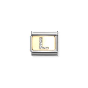 Nomination Classic Glitter Letter L Charm Gold with Enamel