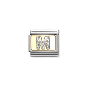 Nomination Classic Glitter Letter M Charm Gold with Enamel