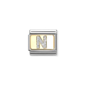 Nomination Classic Glitter Enamel and Gold Charm Letter N