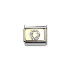 Nomination Classic Glitter Letter O Charm Gold with Enamel