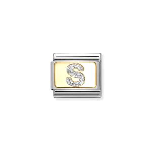 Nomination Classic Glitter Enamel and Gold Charm Letter S