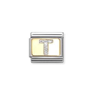 Nomination Classic Glitter Charm - Enamel and 18k Gold Letter T - 030291_20