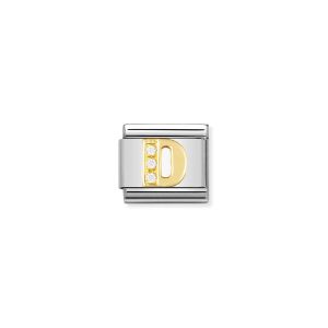 Nomination Gold and Zirconia Classic Letter Charm - D