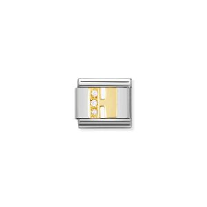 Nomination Gold and Zirconia Classic Letter Charm - H