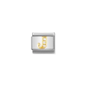 Nomination Gold and Zirconia Classic Letter Charm - J