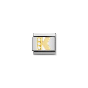 Nomination Gold and Zirconia Classic Letter Charm - K