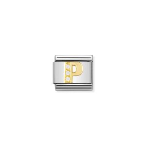 Nomination Gold and Zirconia Classic Letter Charm - P