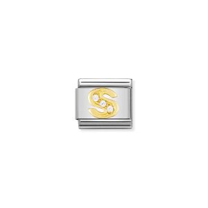 Nomination Gold and Zirconia Classic Letter Charm - S