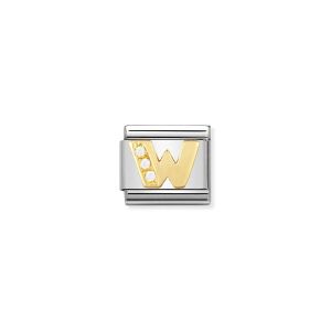 Nomination Gold and Zirconia Classic Letter Charm - W