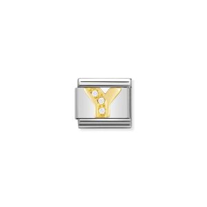 Nomination Gold and Zirconia Classic Letter Charm - Y