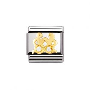 Nomination Classic Zodiac Charm - 18k Gold and Cubic Zirconia Gemini