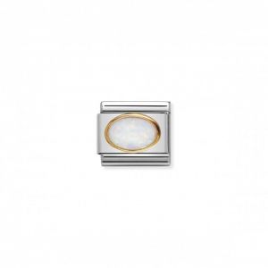 Nomination Classic Oval Hard Stones Charm - Gold 18k White Opal 030502_07