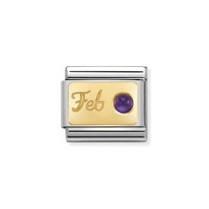 Nomination February Charm 18k Gold with Amethyst