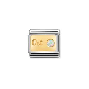 Nomination  Classic Birthstone Charm - Gold October White Opal 030519_10