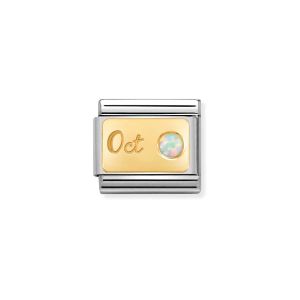 Nomination  Classic Birthstone Charm - Gold October White Opal 030519_10