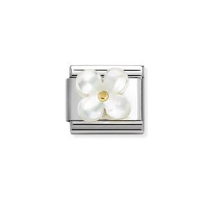 Nomination Classic Gold White Mother of Pearl Flower Charm